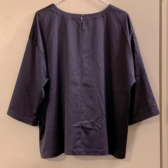 EILEEN FISHER NWOT Ballet Neck Box Top‎ in Navy - Picture 3 of 9